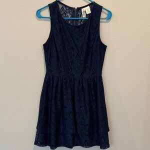 Mimi Chica Navy Floral Lace Sleeveless Dress